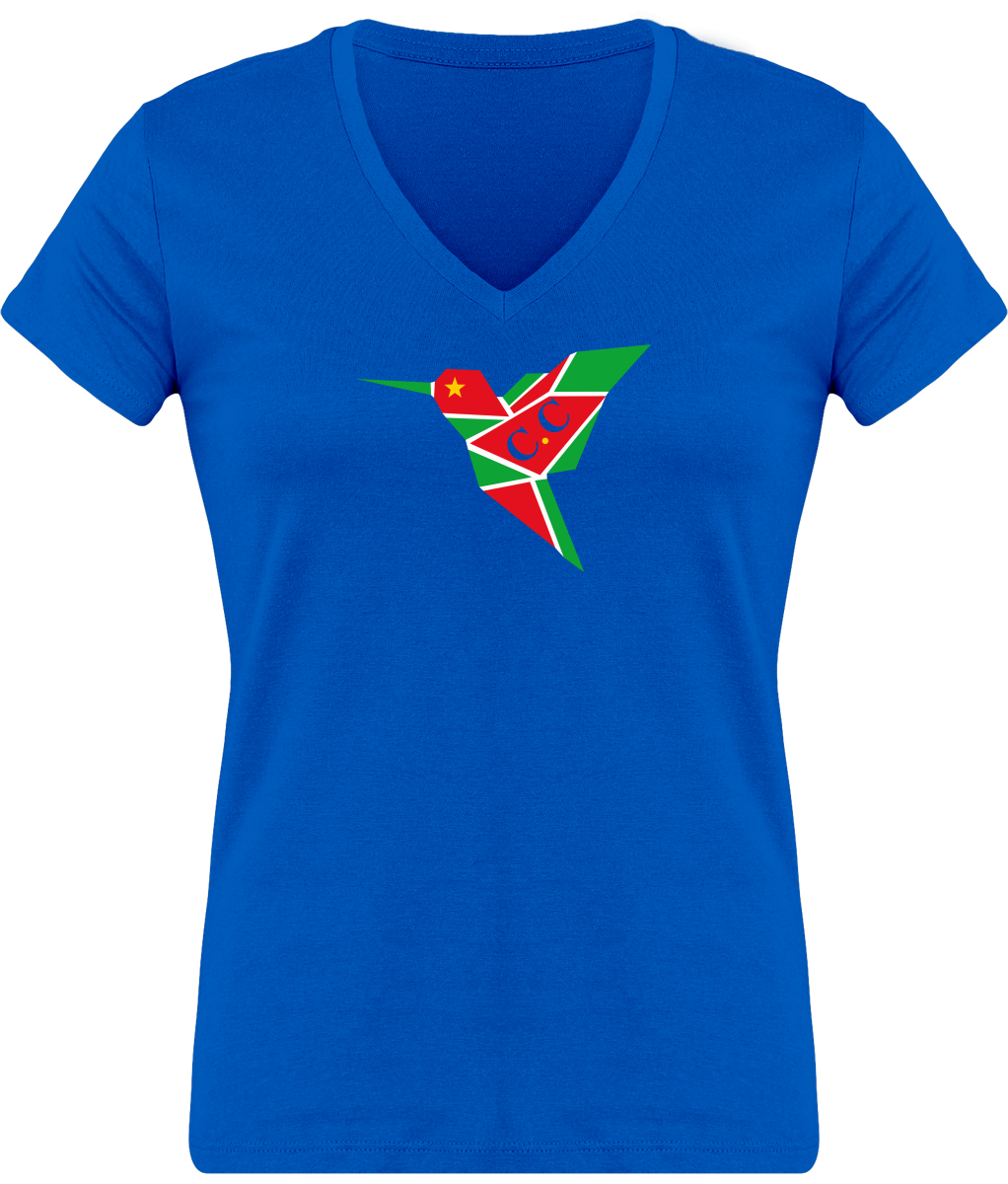 T-Shirt Femme moulant Col V, C.C GwadaStyl'