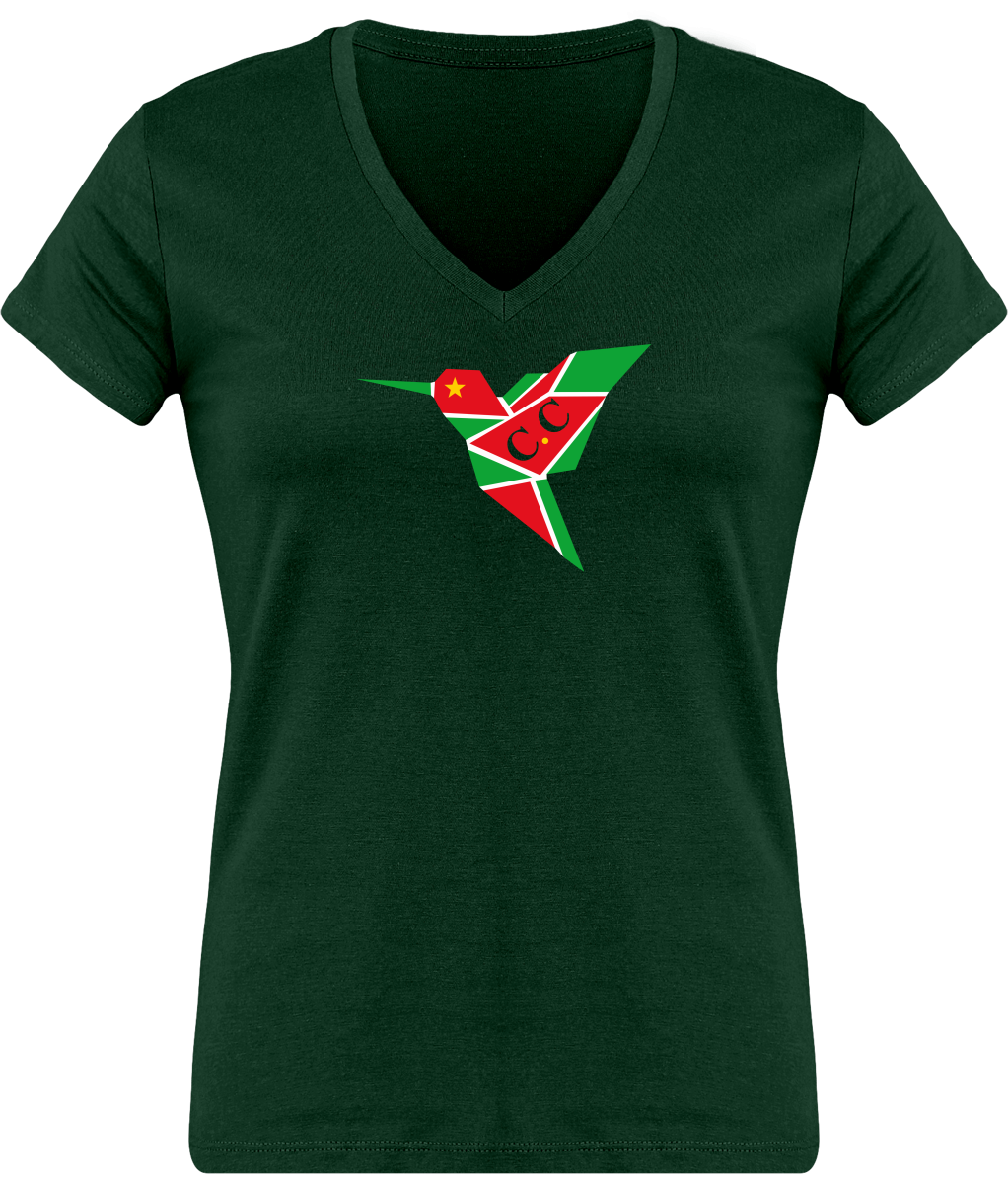 T-Shirt Femme moulant Col V, C.C GwadaStyl'