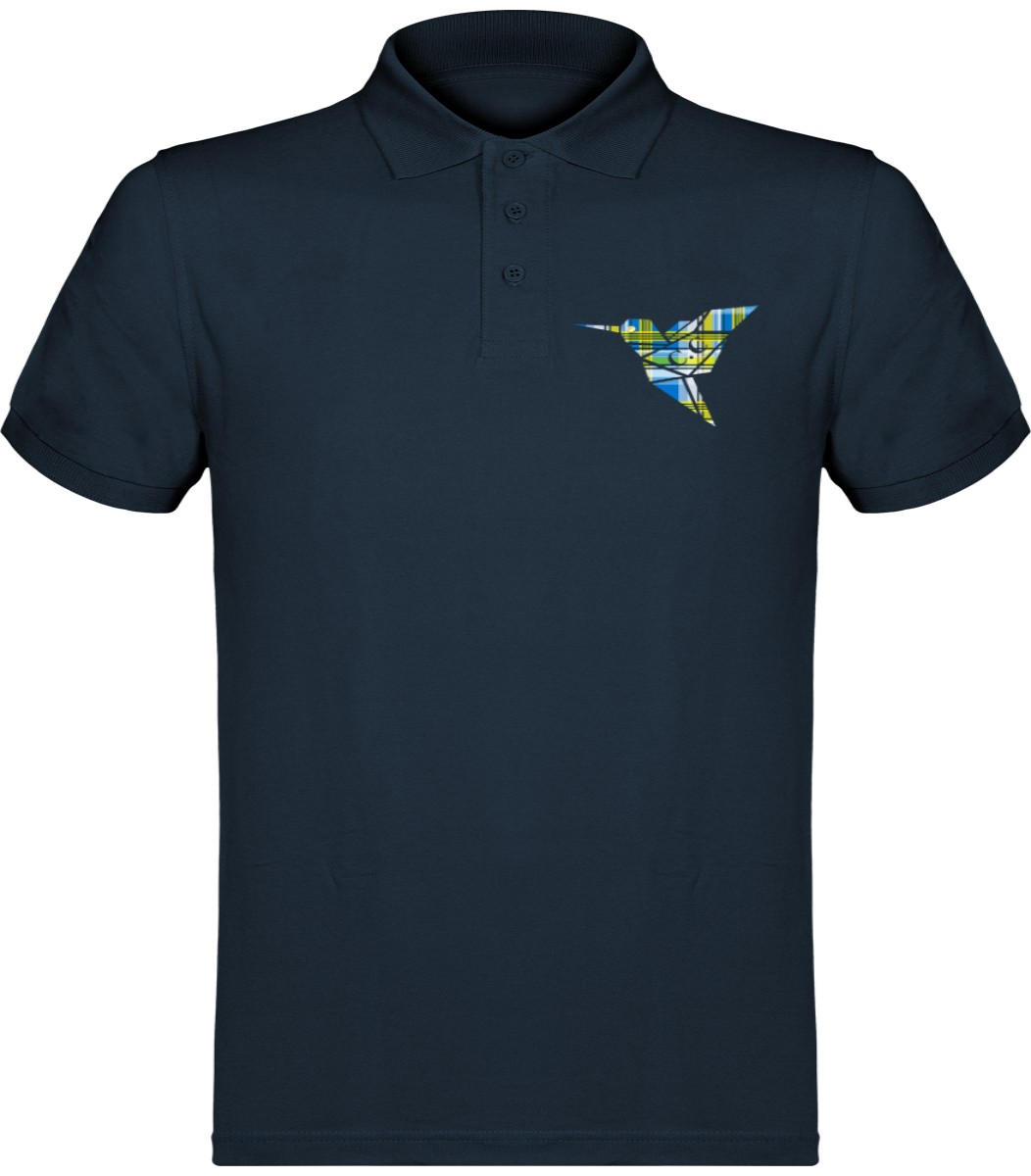 Polo unisexe Colibri Madras bleu