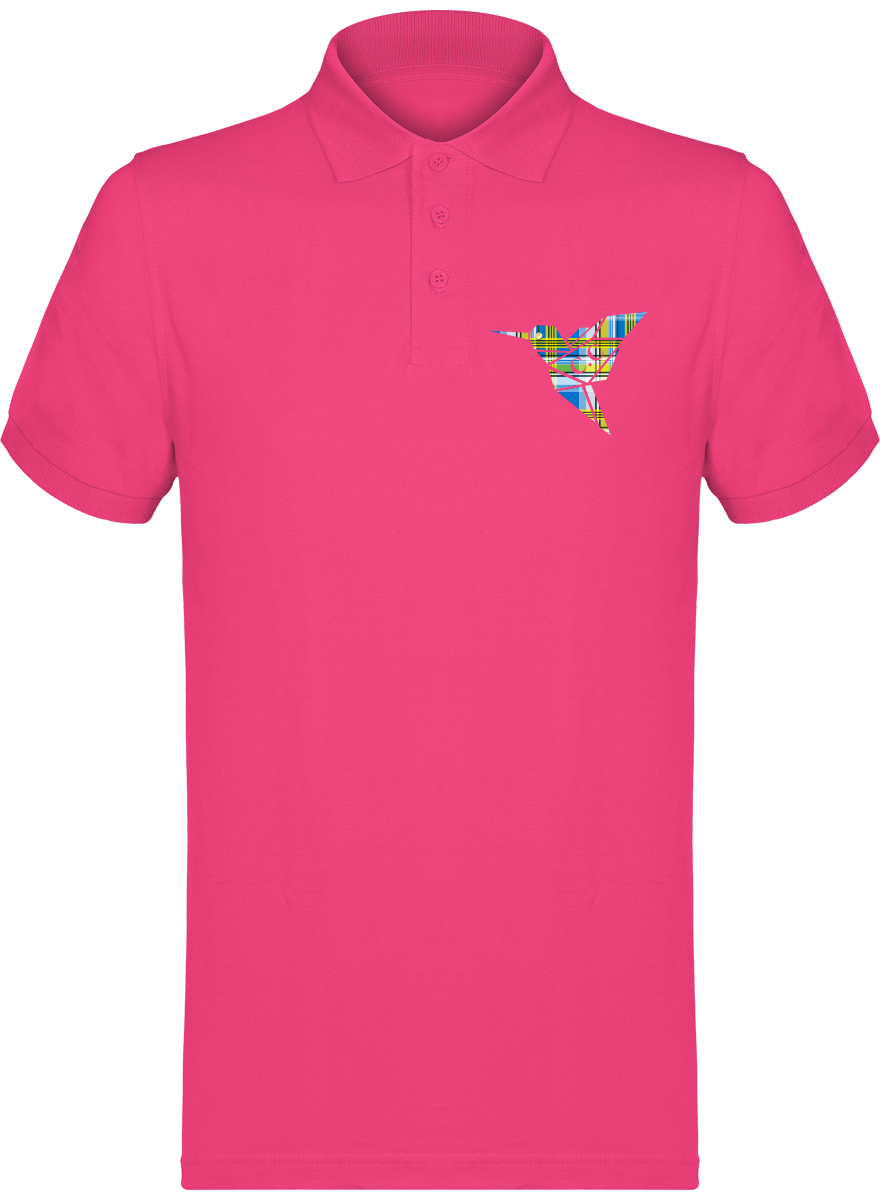 Polo unisexe Colibri Madras bleu