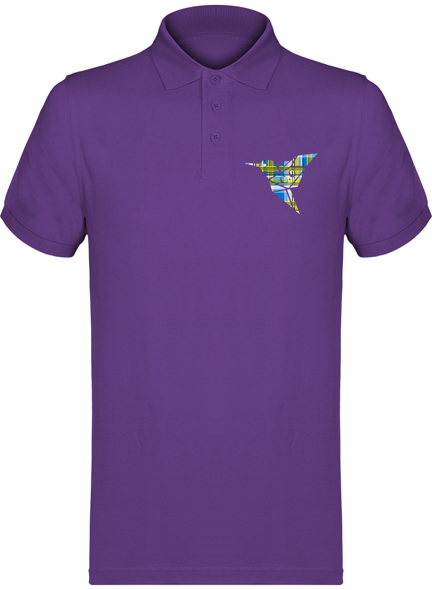Polo unisexe Colibri Madras bleu