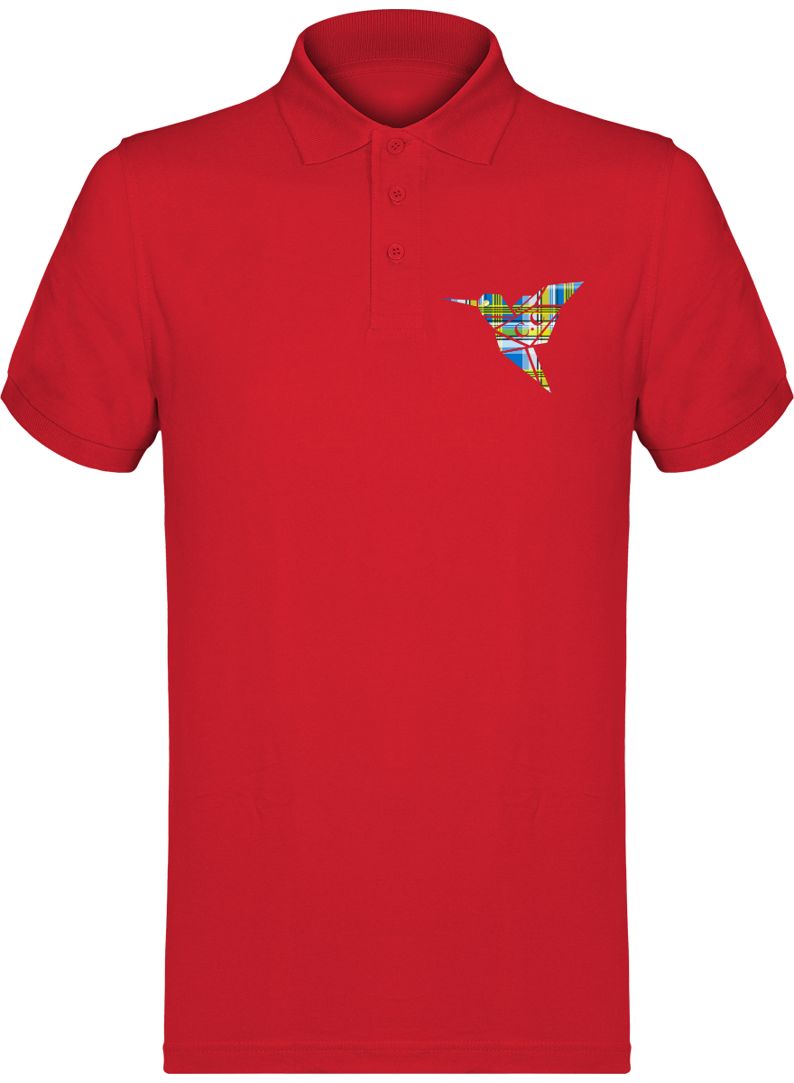Polo unisexe Colibri Madras bleu