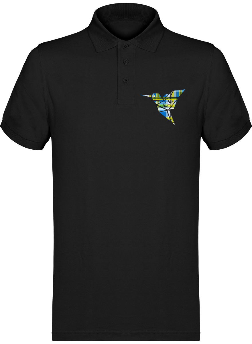 Polo unisexe Colibri Madras bleu