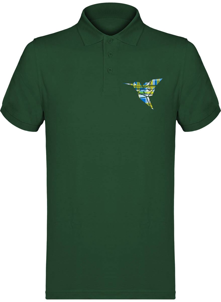 Polo unisexe Colibri Madras bleu