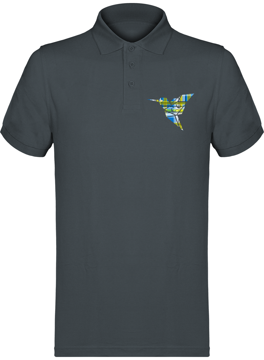 Polo unisexe Colibri Madras bleu