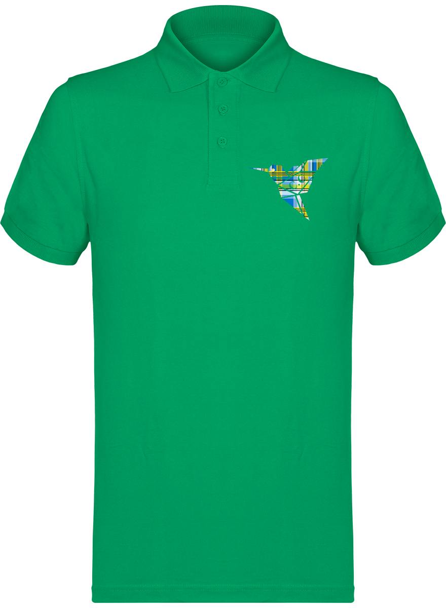 Polo unisexe Colibri Madras bleu