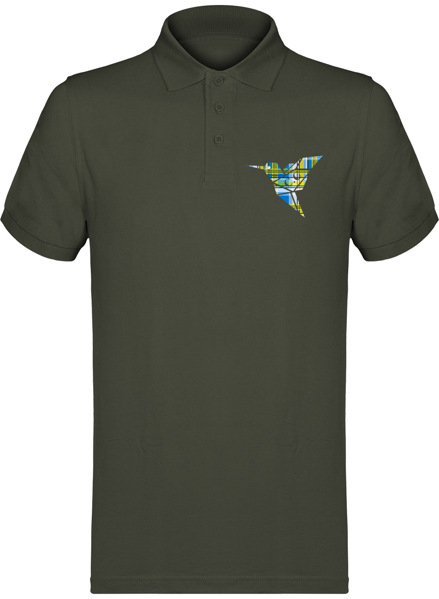 Polo unisexe Colibri Madras bleu