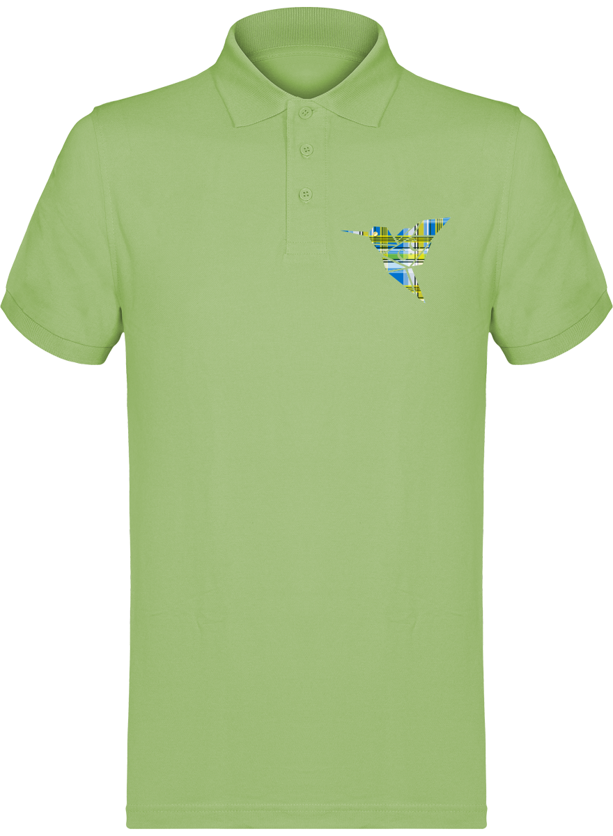 Polo unisexe Colibri Madras bleu