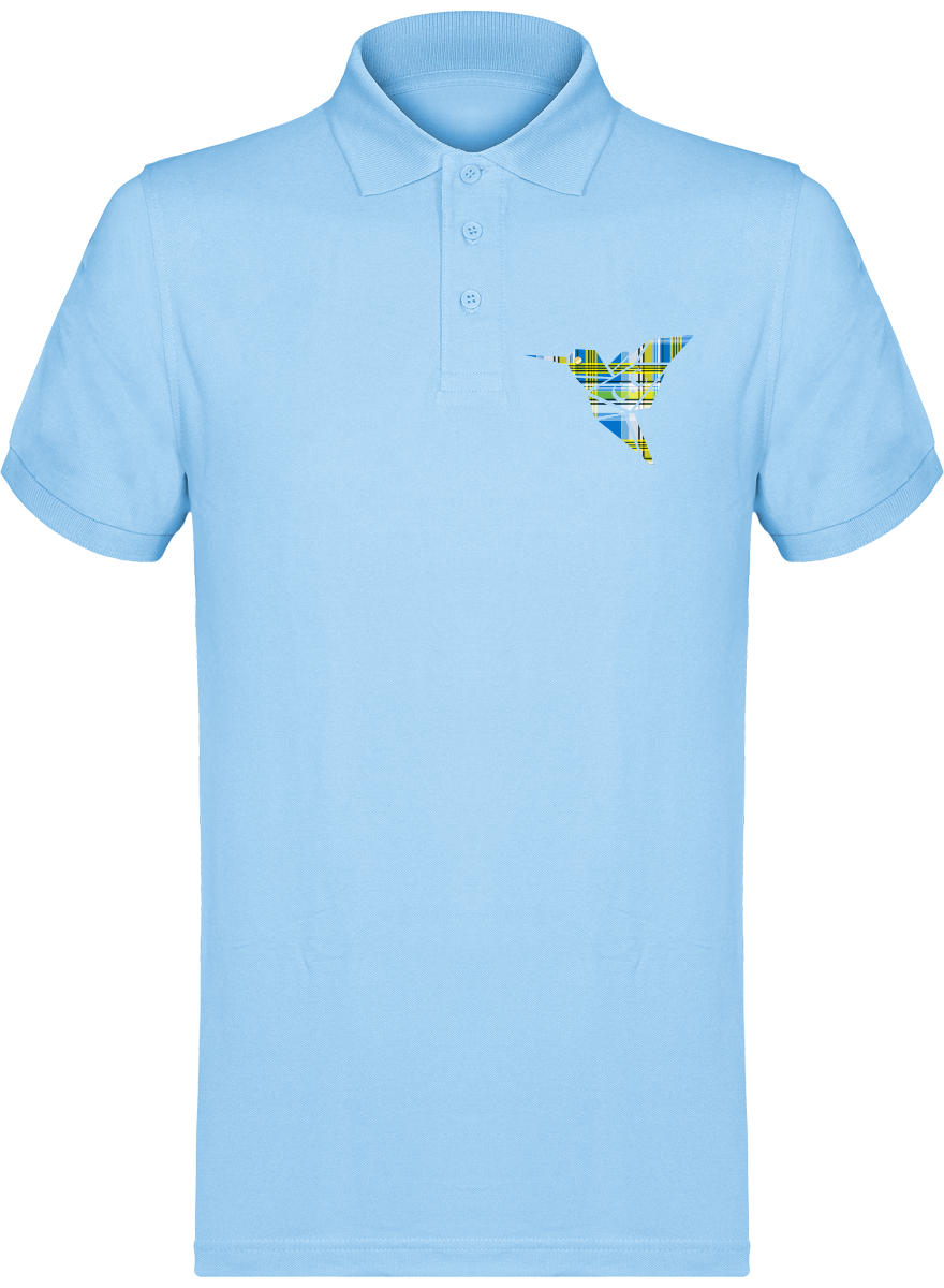 Polo unisexe Colibri Madras bleu