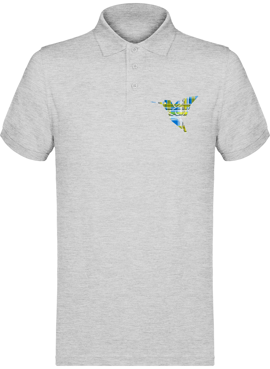 Polo unisexe Colibri Madras bleu