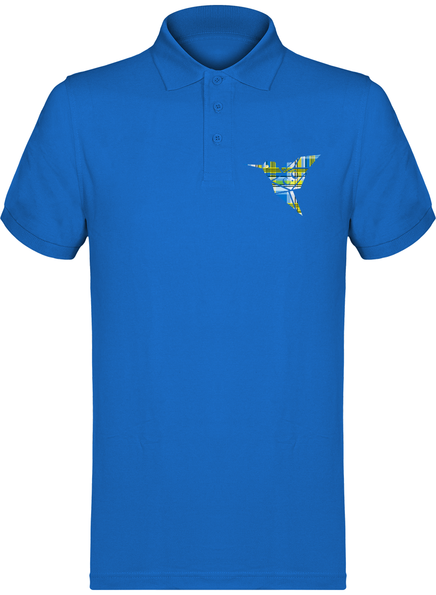 Polo unisexe Colibri Madras bleu