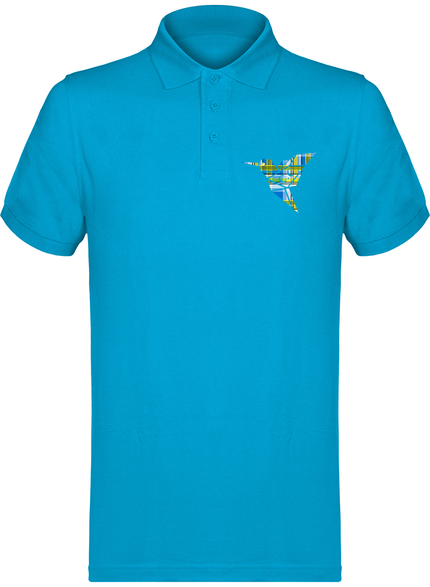 Polo unisexe Colibri Madras bleu