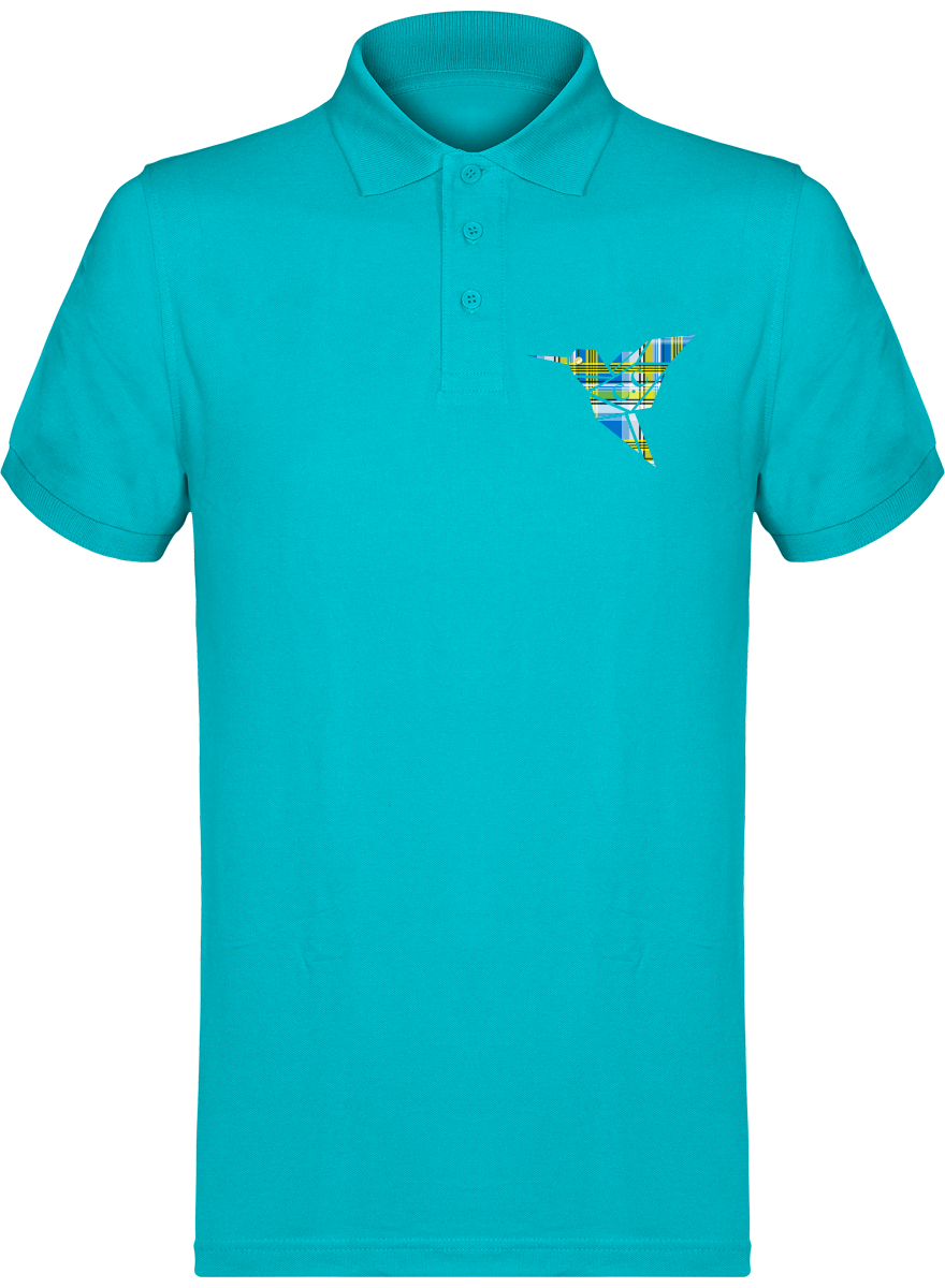 Polo unisexe Colibri Madras bleu