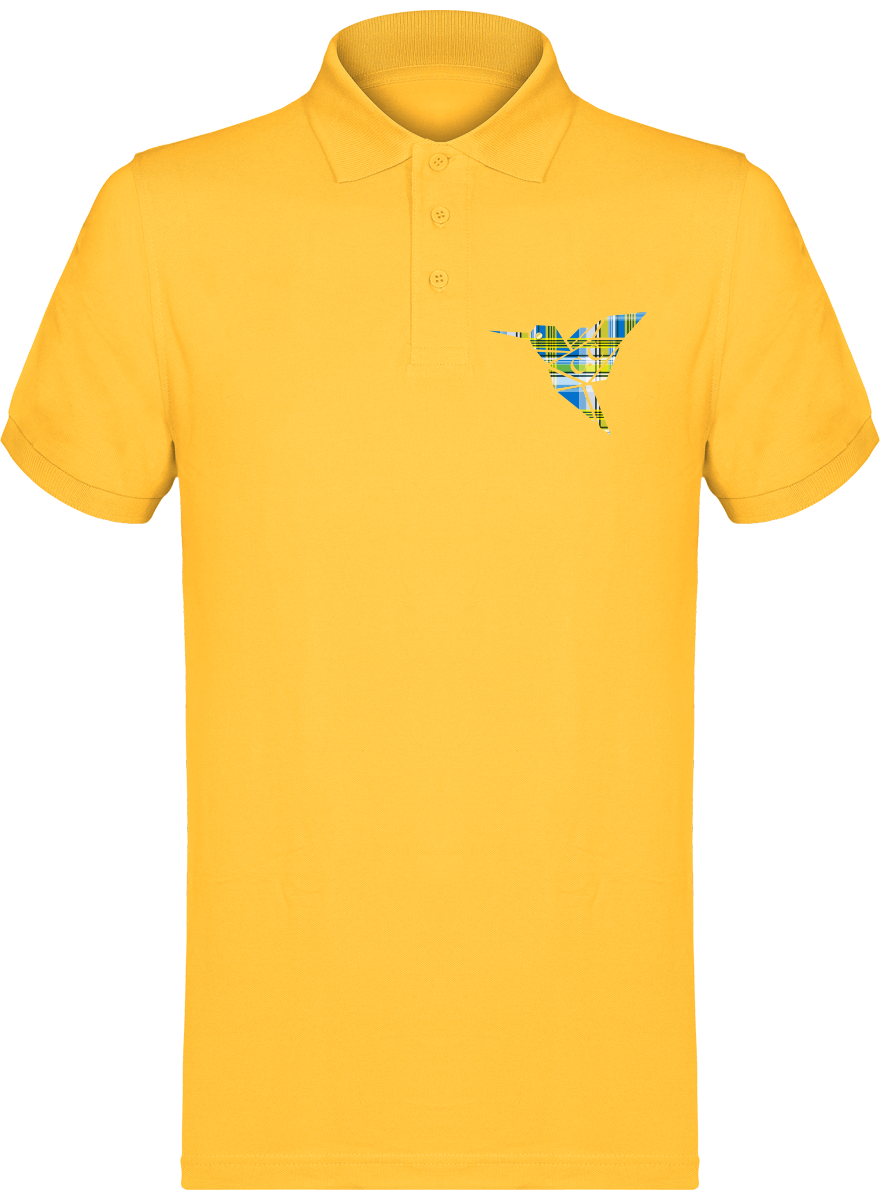 Polo unisexe Colibri Madras bleu