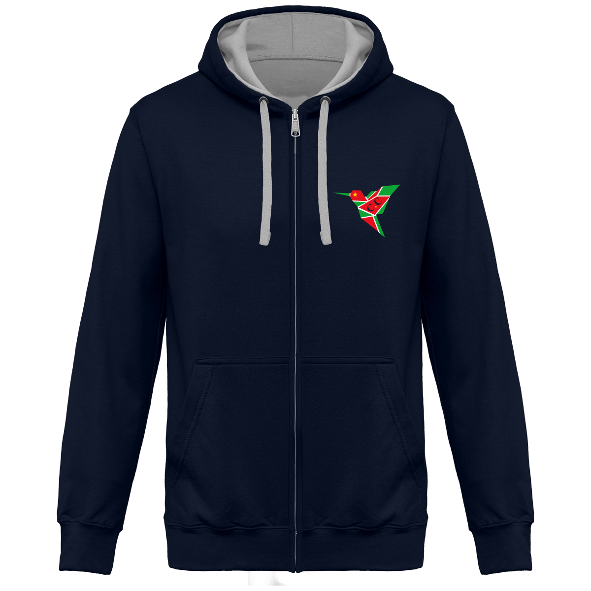 Sweat à capuche zippé Colibri création créole attitude