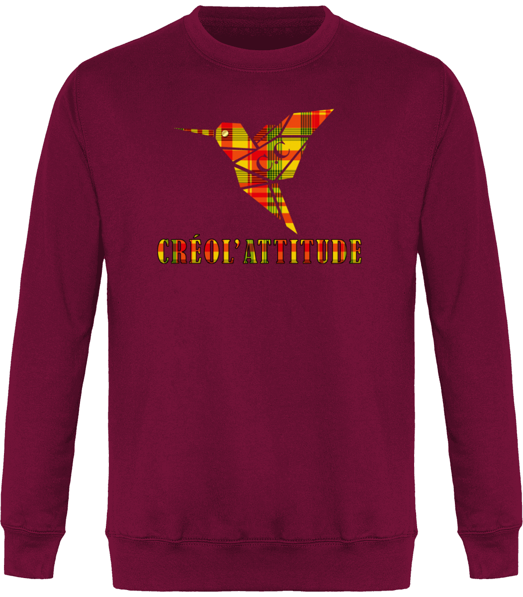 Sweat Col Rond Unisexe Colibri Madras sunshine Créol'Attitude