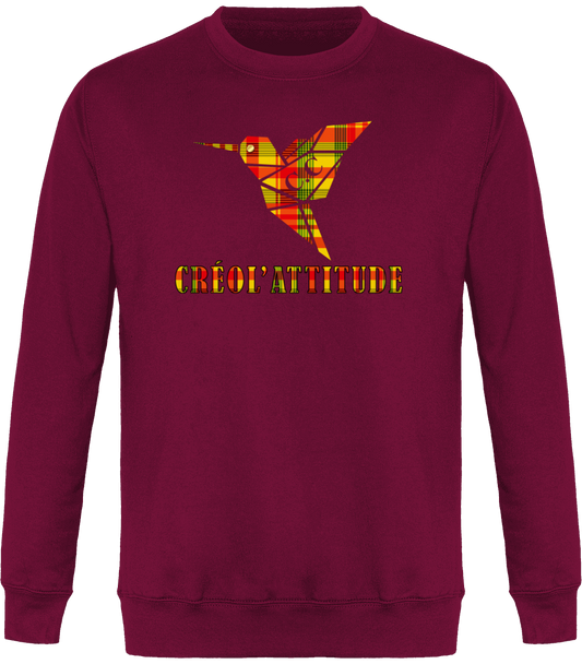 Sweat Col Rond Unisexe Colibri Madras sunshine Créol'Attitude