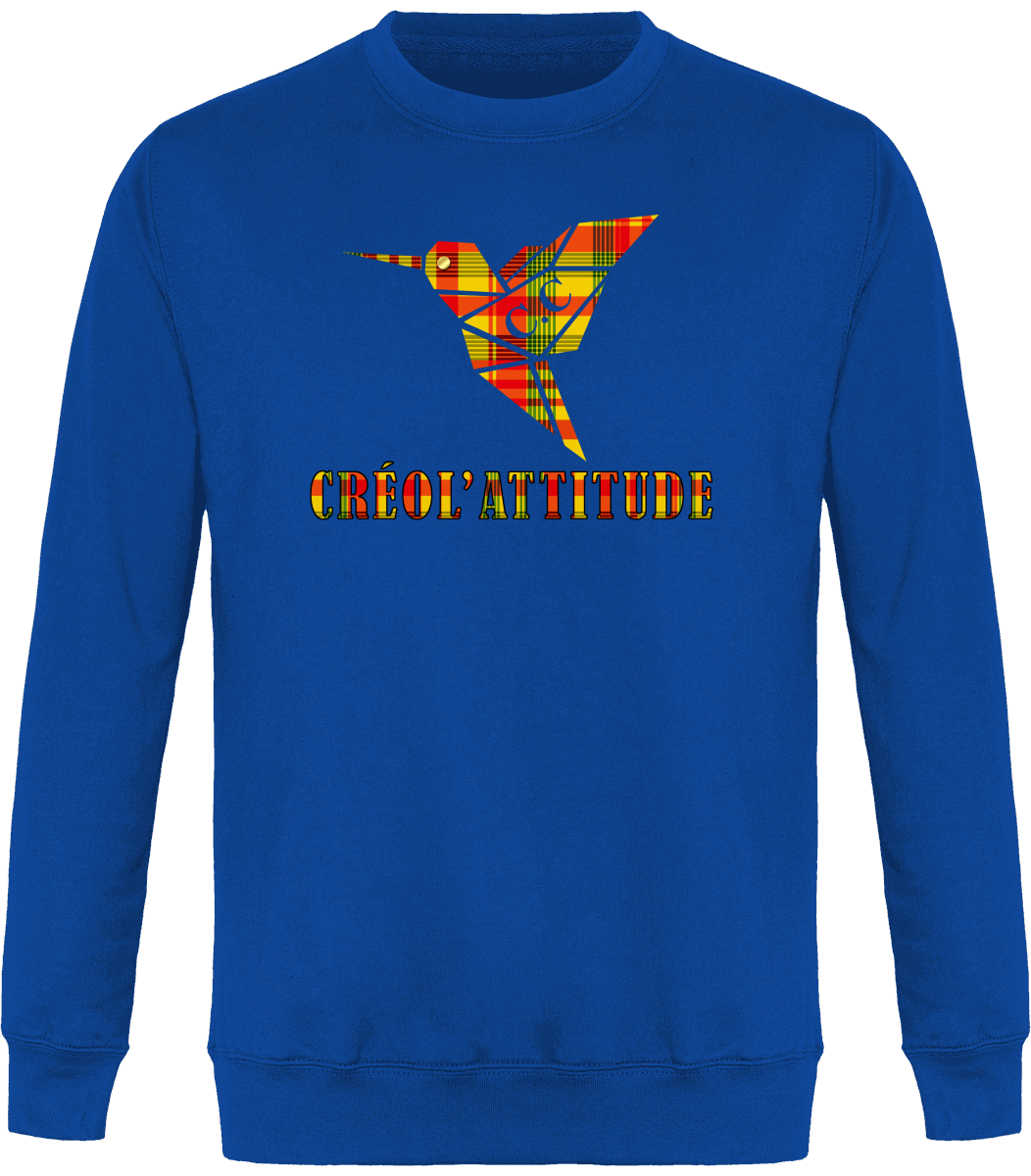 Sweat Col Rond Unisexe Colibri Madras sunshine Créol'Attitude