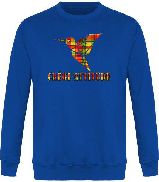 Sweat Col Rond Unisexe Colibri Madras sunshine Créol'Attitude