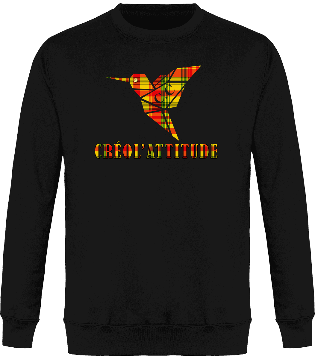 Sweat Col Rond Unisexe Colibri Madras sunshine Créol'Attitude
