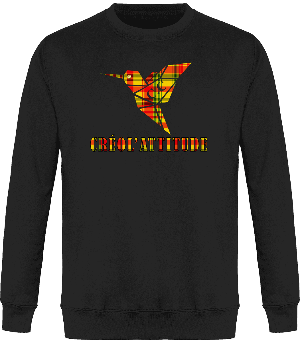 Sweat Col Rond Unisexe Colibri Madras sunshine Créol'Attitude