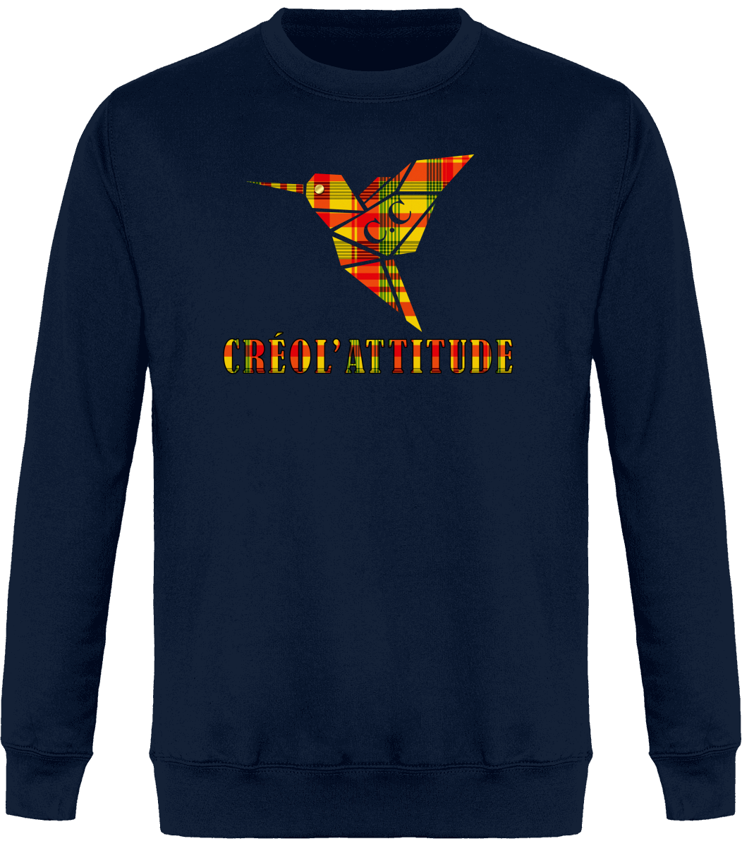 Sweat Col Rond Unisexe Colibri Madras sunshine Créol'Attitude