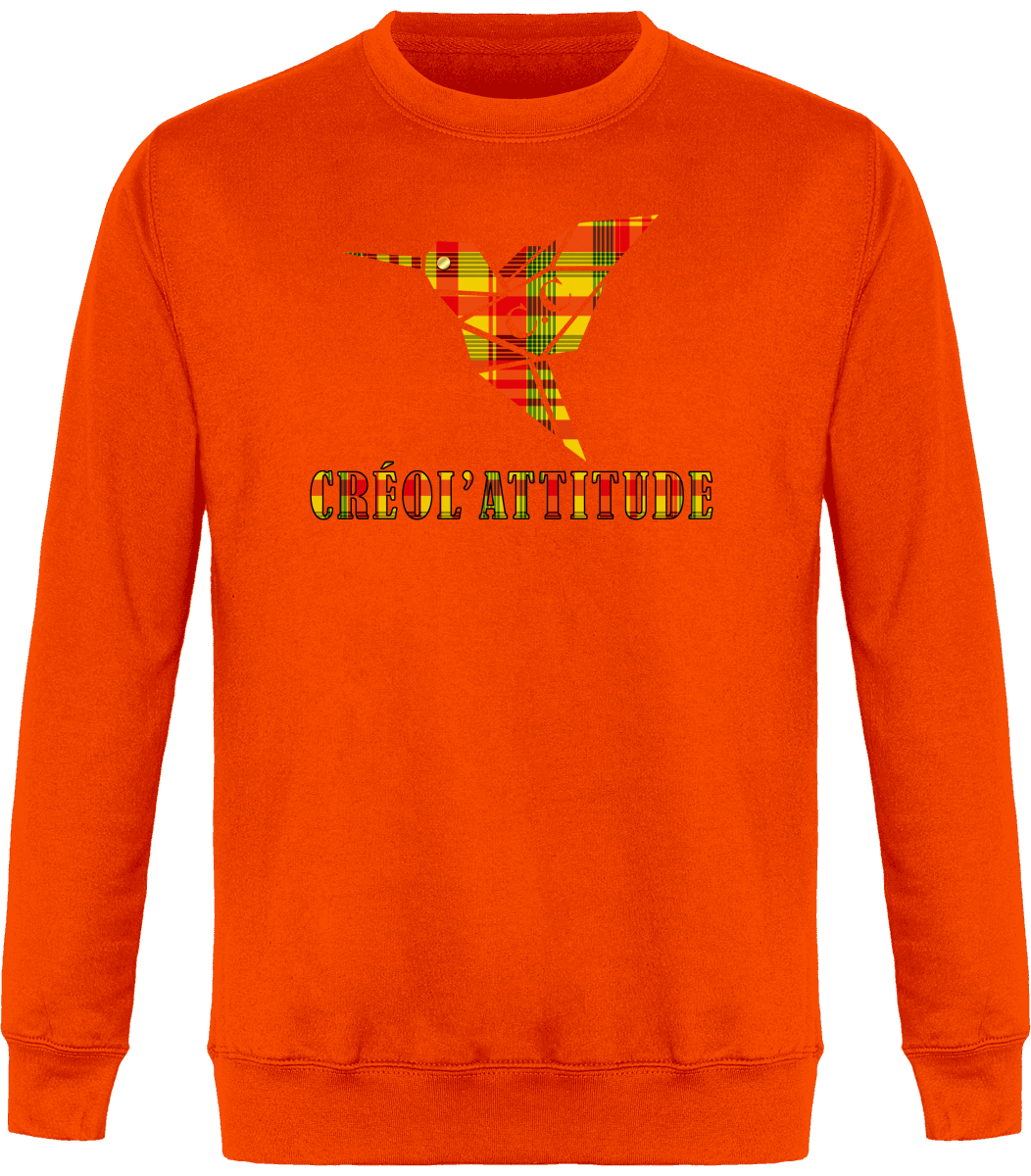 Sweat Col Rond Unisexe Colibri Madras sunshine Créol'Attitude