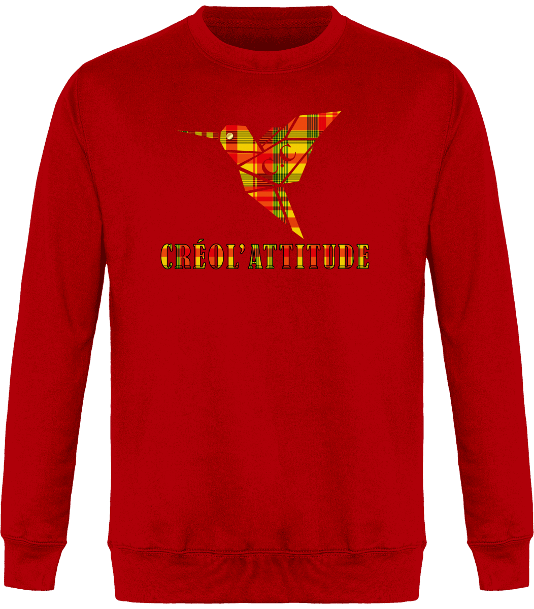 Sweat Col Rond Unisexe Colibri Madras sunshine Créol'Attitude