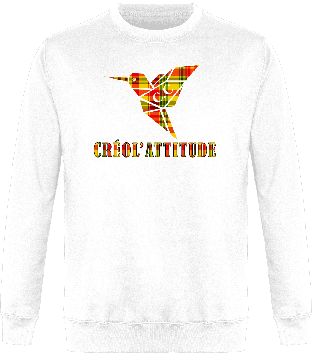 Sweat Col Rond Unisexe Colibri Madras sunshine Créol'Attitude