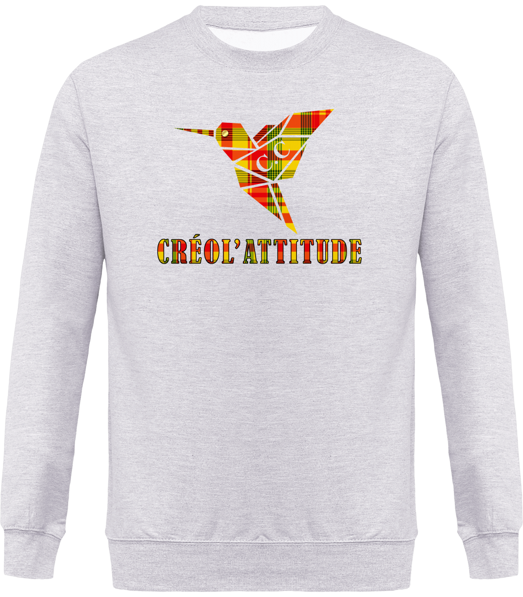 Sweat Col Rond Unisexe Colibri Madras sunshine Créol'Attitude
