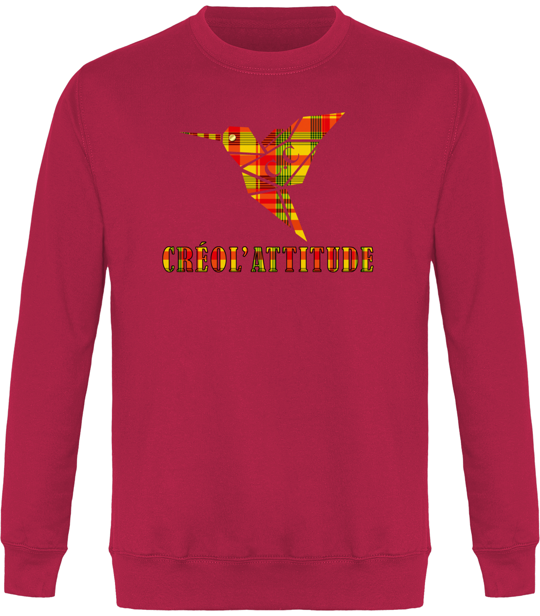 Sweat Col Rond Unisexe Colibri Madras sunshine Créol'Attitude