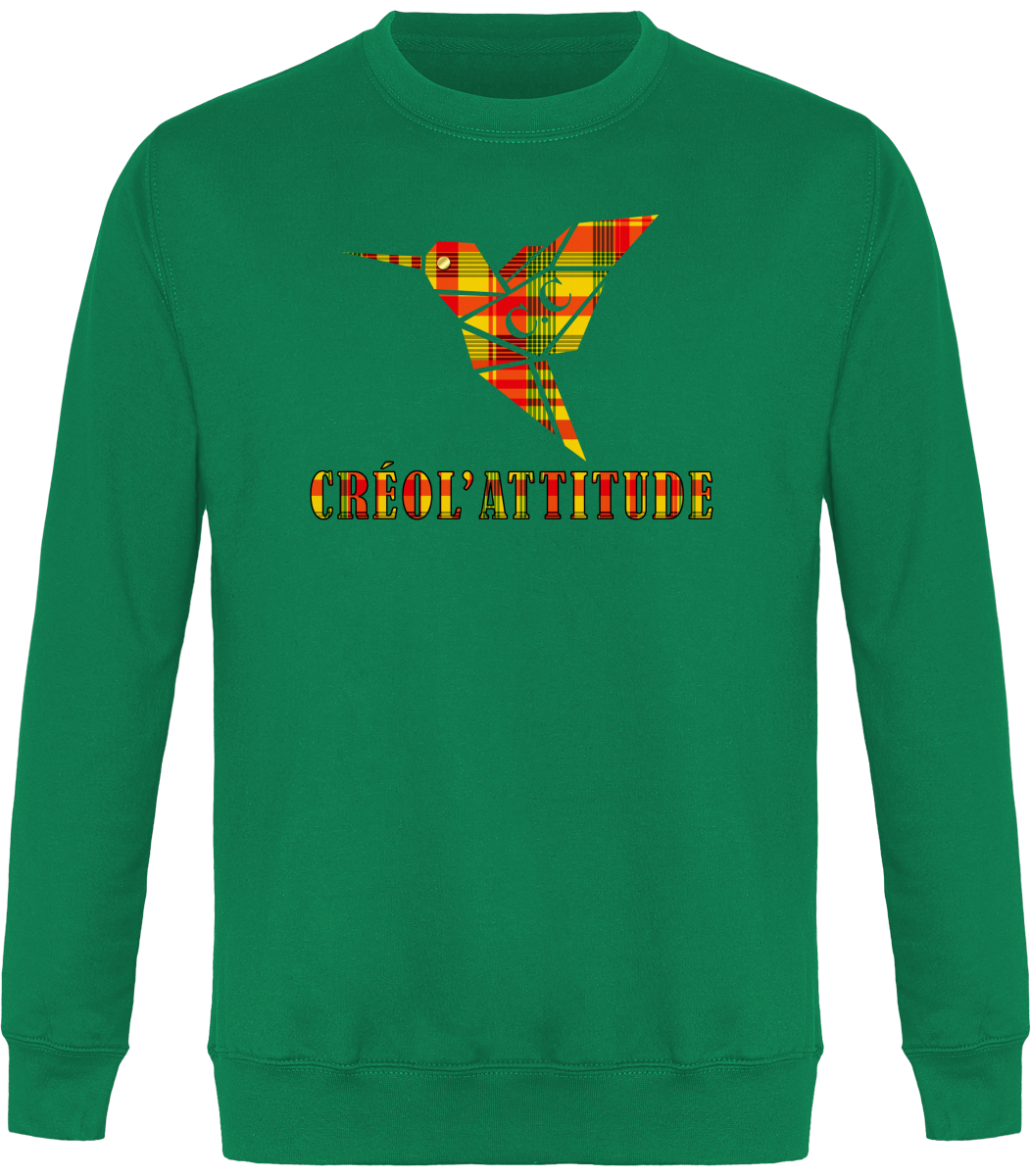 Sweat Col Rond Unisexe Colibri Madras sunshine Créol'Attitude