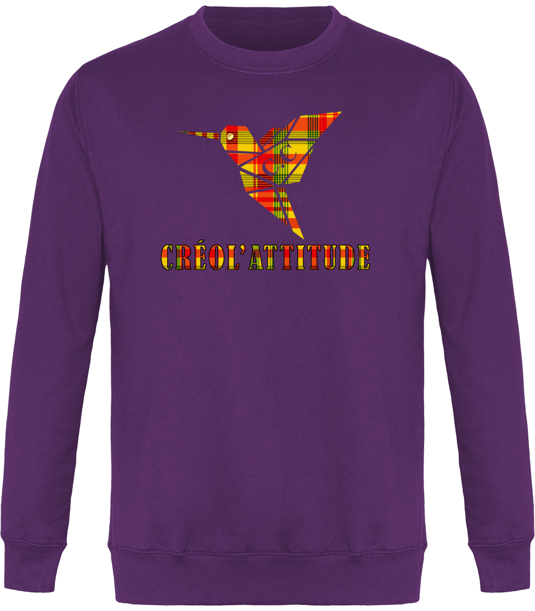 Sweat Col Rond Unisexe Colibri Madras sunshine Créol'Attitude