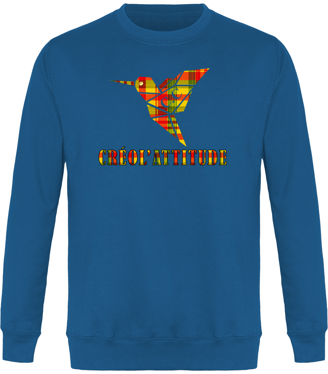 Sweat Col Rond Unisexe Colibri Madras sunshine Créol'Attitude