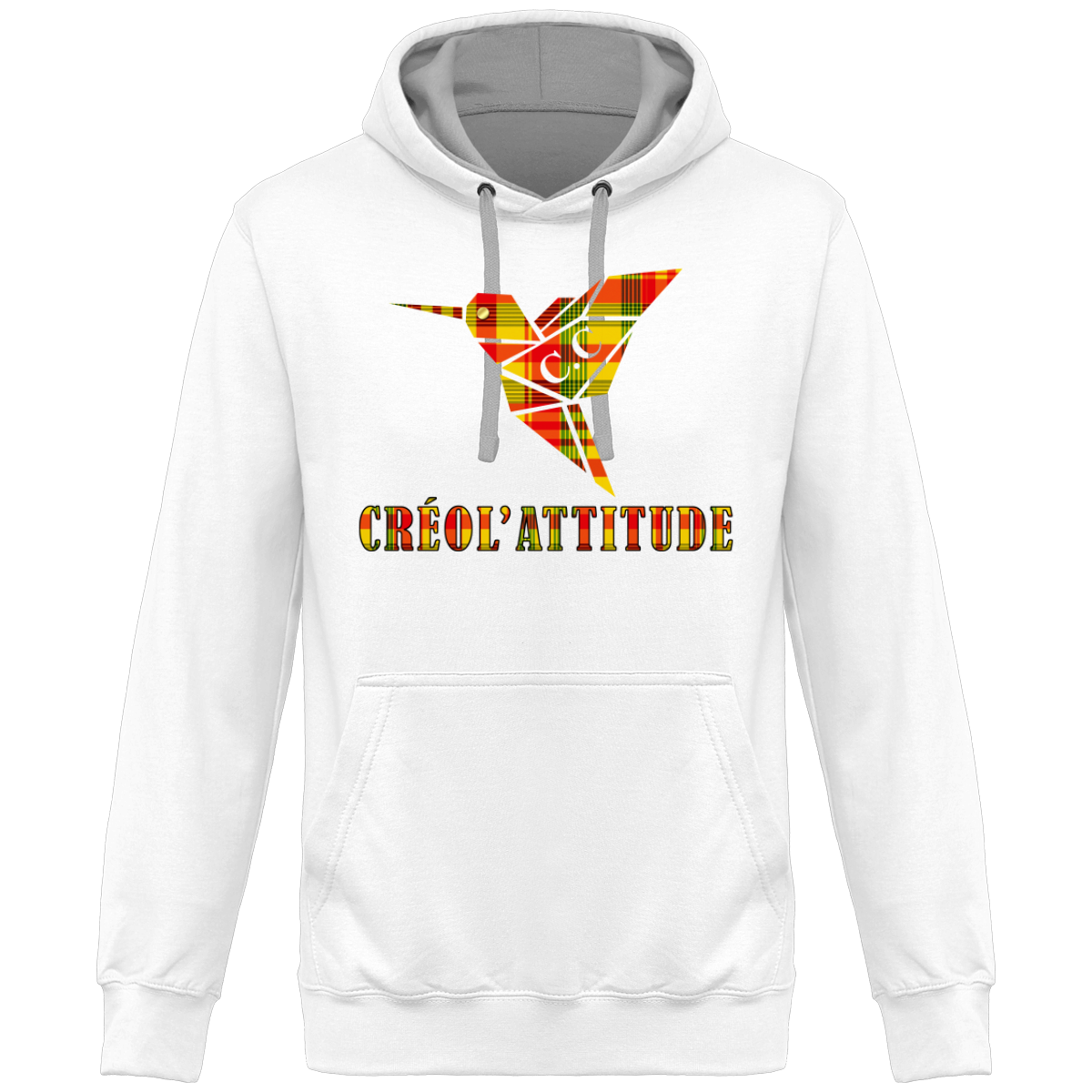 Sweat à Capuche Bicolore Madras Sunshine Créol'Attitude