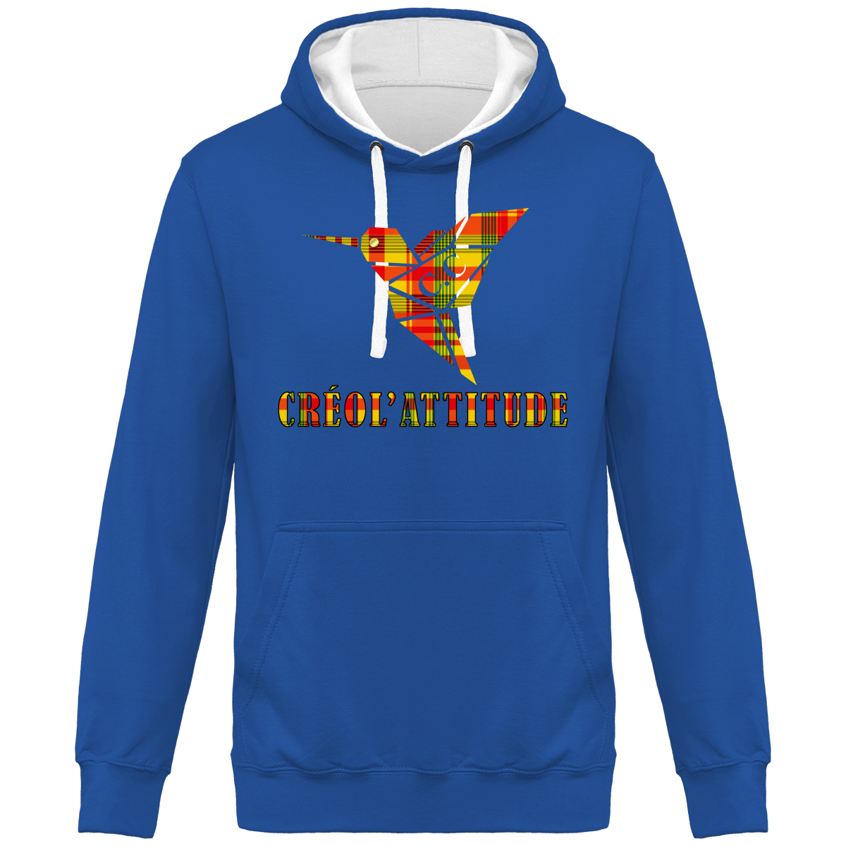 Sweat à Capuche Bicolore Madras Sunshine Créol'Attitude