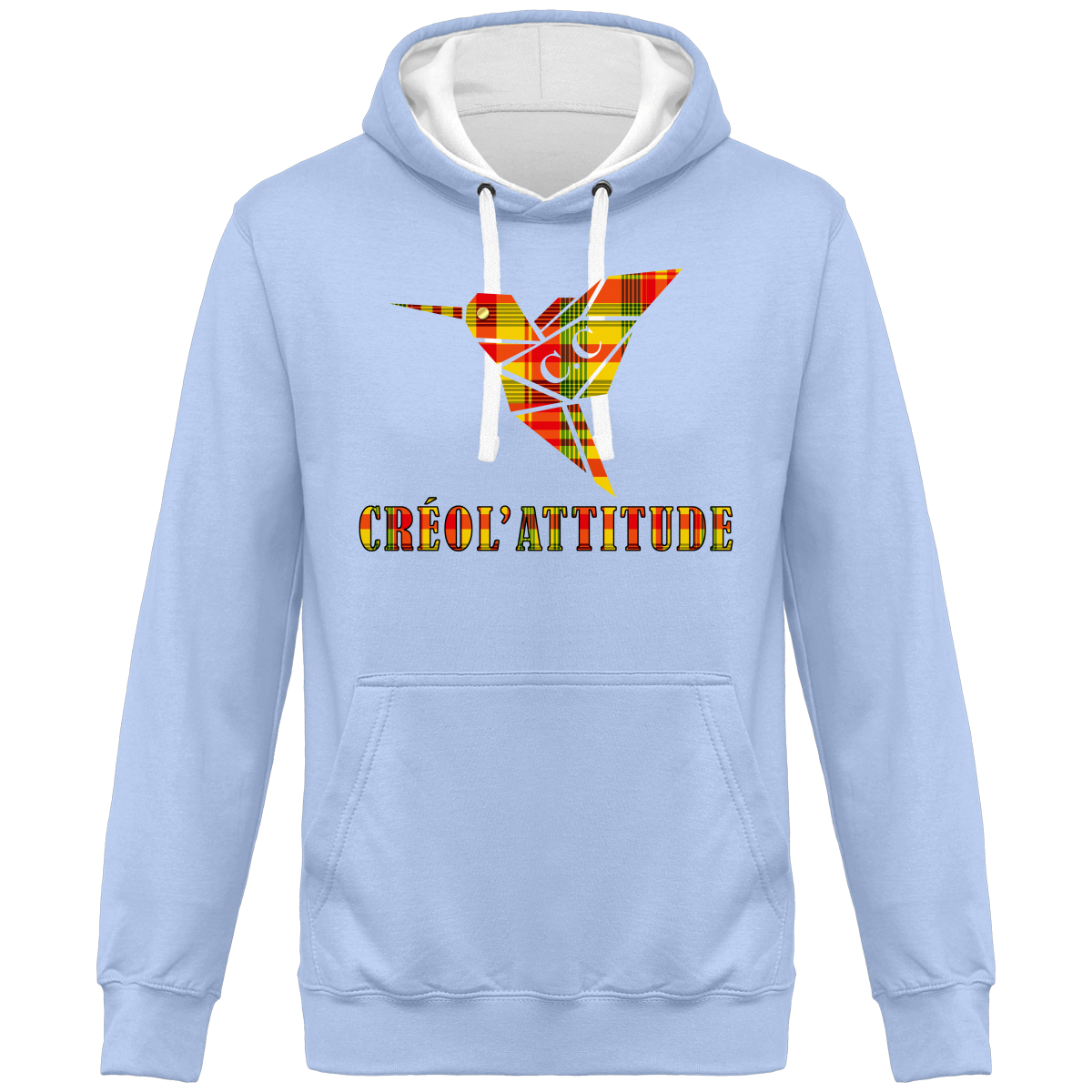 Sweat à Capuche Bicolore Madras Sunshine Créol'Attitude