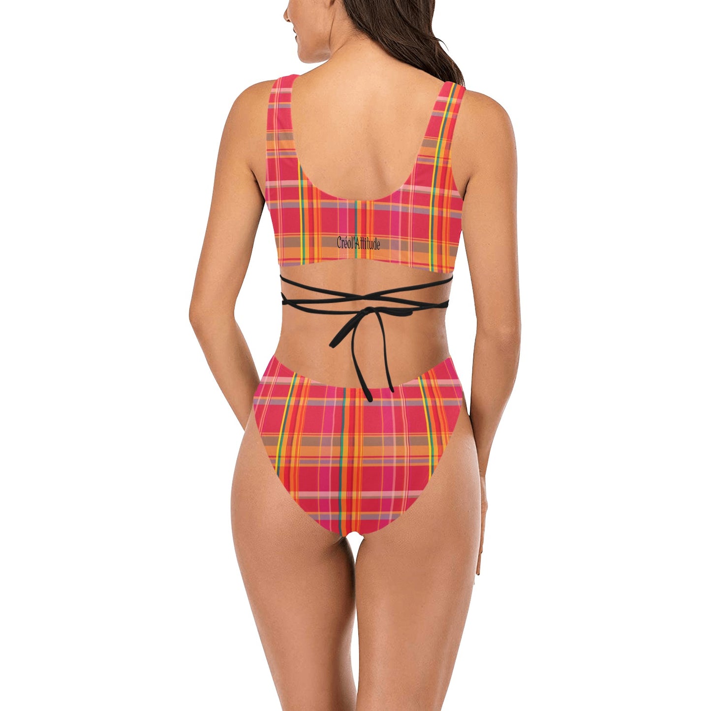 Maillot Créole à lacets, Madras Rouge