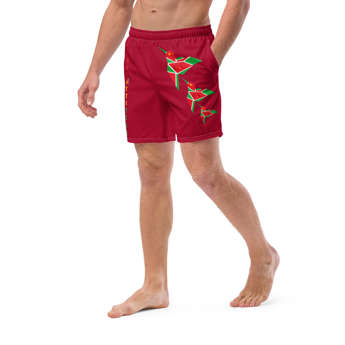 Short de bain SPF 50+ Rouge carmin C.C GwadaStyl'