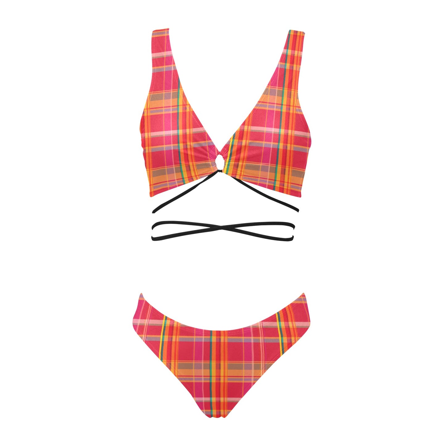 Maillot Créole à lacets, Madras Rouge