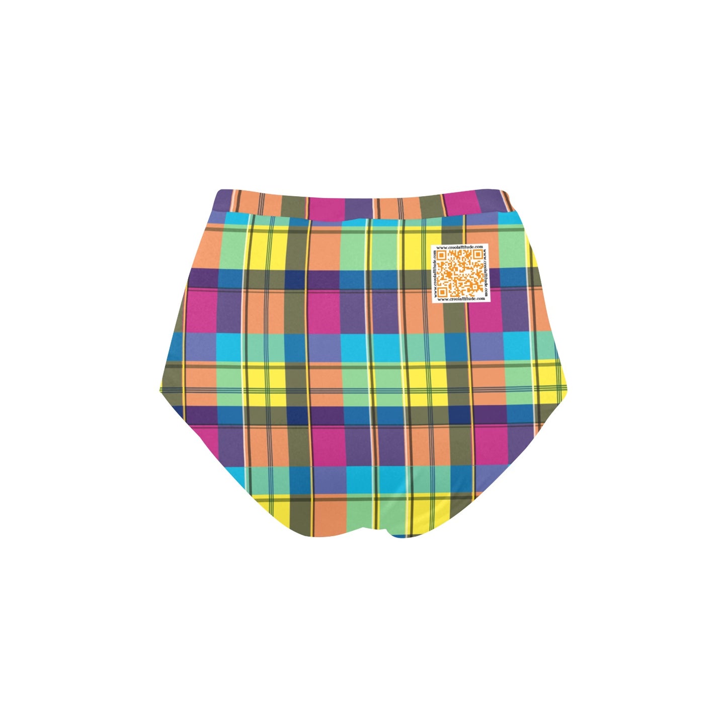 Bas bikini taille haute madras Arc en ciel