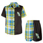 Ensemble chemise short Madras Bleu