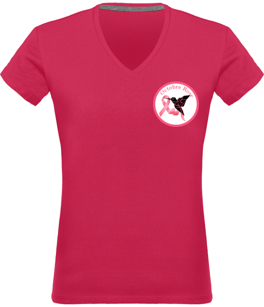 T-shirt Col V Colibri's Octobre Rose