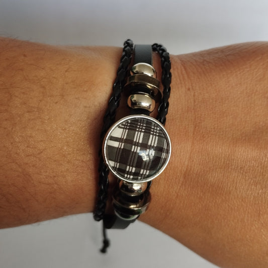 Bracelet en cuir tissé dôme Madras