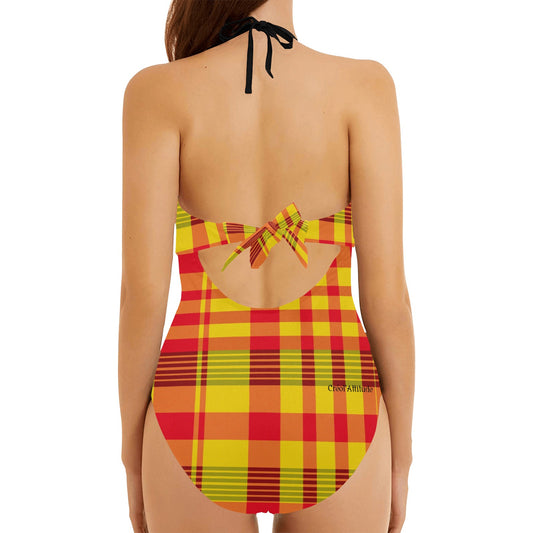 Maillot créole à nœud Madras Sunshine