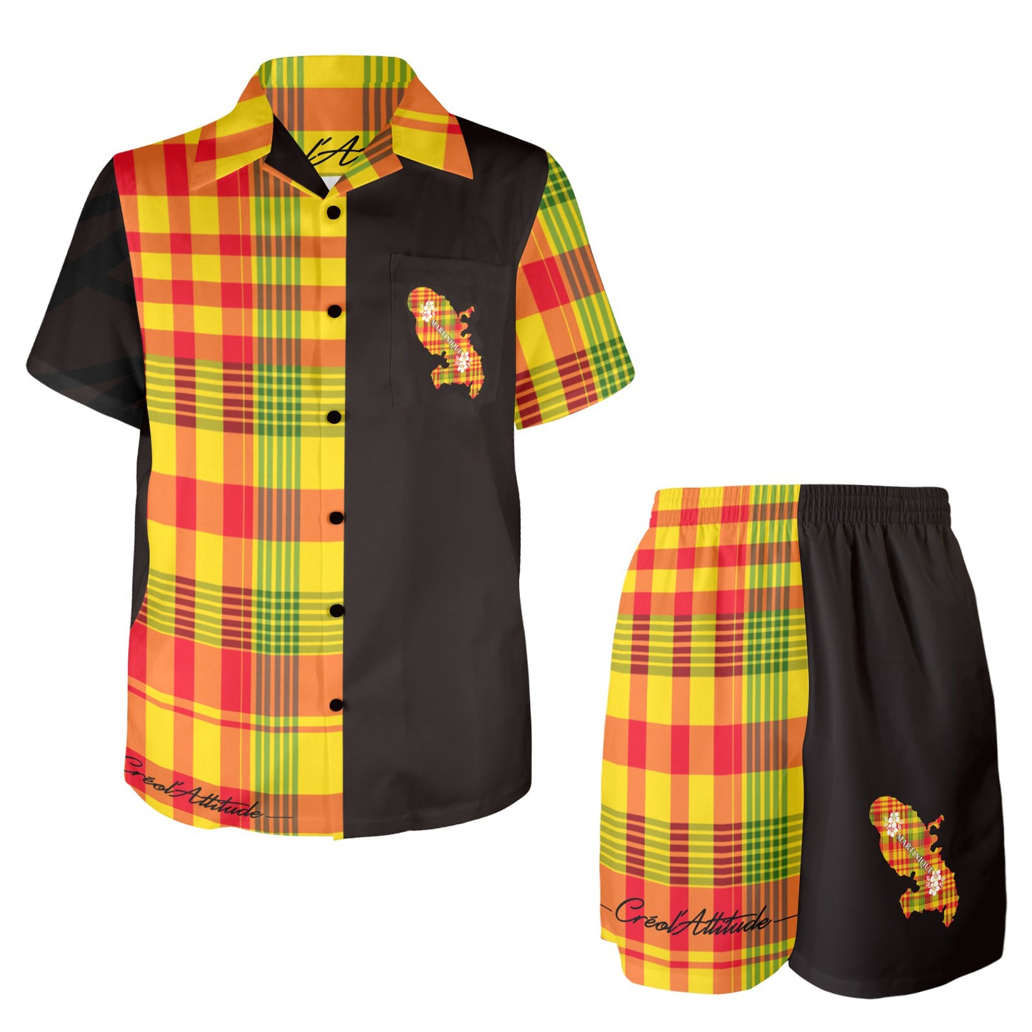 Ensemble chemise short Madras Sunshine