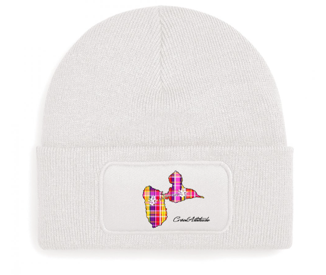 Bonnet Patch Carte Guadeloupe en Madras Créol'Attitude