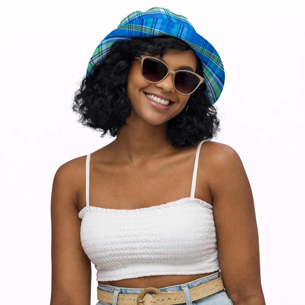 Bob réversible Madras Bleu Vert