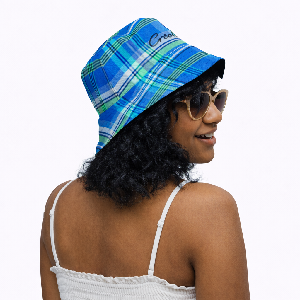 Bob réversible Madras Bleu Vert