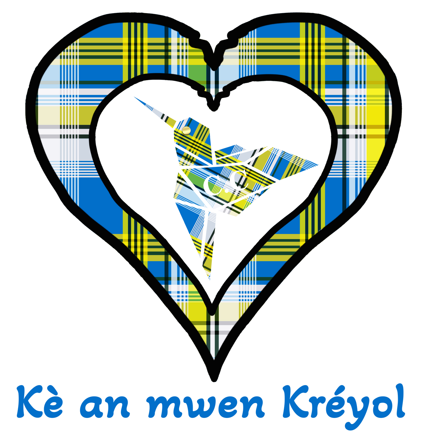 Tee-shirt col v Madras Kè an mwen